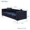 Modern Sofa Jeweled Buttons Tufted Square Arm Couch, 2 Pillows Included - Black - Image 16