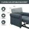3 In 1 Sofa Bed Chair, Convertible Sleeper Chair Bed, Adjust Backrest Into A Sofa, Lounger Chair, Single Bed, Modern Chair Bed Sleeper For Adults - Deep Blue - Image 16