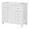 Contemporary Bathroom Vanity Cabinet, 4 Drawers & 1 Cabinet Door, Multipurpose Storage, Resin Integrated Sink, Adjustable Shelves, Solid Wood Frame With MDF - White - Image 14