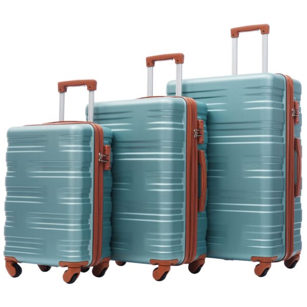 Hardshell Luggage Sets 3 Pieces Spinner Suitcase With Tsa Lock Lightweight 20≈24" 28" - Green