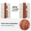 Hardshell Luggage Sets 3 Pieces Spinner Suitcase With Tsa Lock Lightweight 20" 24" 28" - Brown / White - Image 2