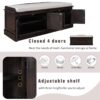 Storage Bench With 4 Doors And Adjustable Shelves, Shoe Bench With Removable Cushion For Living Room, Entryway - Espresso - Image 6