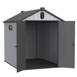Modern Resin Plastic Storage Shed 6X8Ft For Backyard Garden Tool Storage - Black / Gray