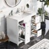Contemporary Bathroom Vanity Cabinet, 4 Drawers & 1 Cabinet Door, Multipurpose Storage, Resin Integrated Sink, Adjustable Shelves, Solid Wood Frame With MDF - White - Image 3