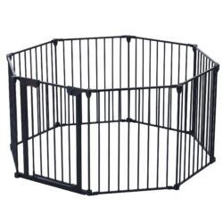 Adjustable Safety Gate 8 Panels Play Yard Metal Doorways Fireplace Fence Christmas Tree Fence Gate For House Stairs Gate Prohibited Area Fence - Black