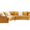 Velvet Curved Sofa - Gold - Image 4