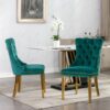 Nikki - Modern, High-End Tufted Solid Wood Contemporary Velvet Upholstered Dining Chair With Golden Stainless Steel Plating Legs, Nailhead Trim (Set of 2) - Green - Image 14