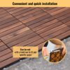 30 Piece Interlocking Deck Tiles Striped Pattern, Square Acacia Hardwood Outdoor Flooring For Patio, Bancony, Pool Side - Brown - Image 7