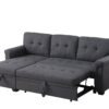 Lucca - Linen Reversible Sleeper Sectional Sofa With Storage Chaise - Dark Gray - Image 6