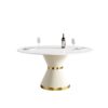 59.05" Modern Artificial Stone Round Carbon Steel Base Dining Table, Can Accommodate 6 People - White - Image 9