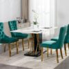 Nikki - Modern, High-End Tufted Solid Wood Contemporary Velvet Upholstered Dining Chair With Golden Stainless Steel Plating Legs, Nailhead Trim (Set of 2) - Green - Image 19