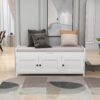 Storage Bench With 3 Shutter-Shaped Doors, Shoe Bench With Removable Cushion And Hidden Storage Space - White - Image 3