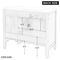 Bathroom Vanity Base Only, Solid Wood Frame And MDF Boards - Brown