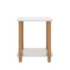 2 Piece Side Table, 2 Tier Space End Table, Modern Night Stand, Sofa Table, Side Table With Storage Shelve - White / Oak - Image 16