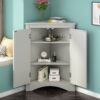 Triangle Bathroom Storage Cabinet With Adjustable Shelves, Freestanding Floor Cabinet For Home Kitchen - Gray - Image 5