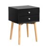 Side Table With 2 Drawer, Mid-Century Modern Storage Cabinet For Bedroom - Black - Image 5