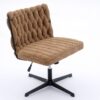 Armless Office Desk Chair No Wheels - Brown - Image 8
