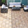 30 Piece Interlocking Deck Tiles Checker Pattern, Square Acacia Hardwood Outdoor Flooring For Patio, Bancony, Pool Side - Yellow - Image 22