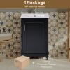 Modern Small Bathroom Vanity Cabinet With Ceramic Basin, Ample Storage, 1 Soft Close Door - Black - Image 10