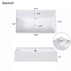 Modern Floating Bathroom Vanity With Ceramic Basin Perfect For Small Bathrooms, Left Side Storage - White
