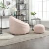 Bedding Bean Bag Sofa Chair High Pressure Foam Bean Bag Chair Adult Material With Padded Foam Padding Compressed Bean Bag With Footrest - Pink - Image 2