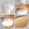 23" Mini Led Ceiling Fan With 3 Color Dimmable 3 ABS Blades Remote Control Dc Motor For Bedroom - White - Image 5
