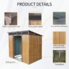 6Ft X 5Ft Outdoor Metal Storage With Transparent Plate And Foundation For Backyard Garden Patio - Coffee - Image 4