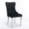 Nikki - Modern, High-End Tufted Solid Wood Contemporary Velvet Upholstered Dining Chair With Chrome Stainless Steel Plating Legs, Nailhead Trim (Set of 2) - Black / Chrome - Image 4