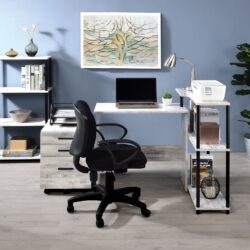 Levi - Writing Desk - Antique White / Black
