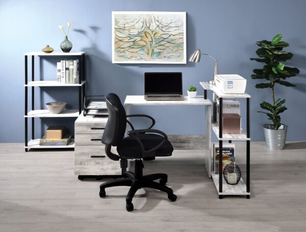 Levi - Writing Desk - Antique White / Black