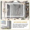 48X36" LED Bathroom Mirror, 3000-6000K Gradient Front And Backlit LED Mirror For Bathroom, 3 Colors Dimmable, Ip54 Enhanced Anti-Fog, Hanging Plates Wall Mount Lighted Mirror (Only Mirrors, Not Cabinets) - Silver - Image 10