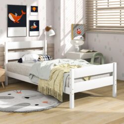 Twin Bed With Headboard And Footboard - White