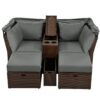 2 Seater Outdoor Patio Daybed Outdoor Double Daybed Outdoor Loveseat Sofa Set With Foldable Awning And Cushions For Garden, Balcony, Poolside - Gray - Image 12