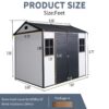 8 X 6 Ft Resin Outdoor Storage Shed Waterproof Shed With Floor & Two Windows & Lockable Door, Tool Shed For Garden, Patio, Backyard - Gray / White - Image 4