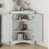 Triangle Bathroom Storage Cabinet With Adjustable Shelves, Freestanding Floor Cabinet For Home Kitchen - Gray - Image 8