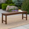 Modern Slat Top Solid Wood Patio Bench - Dark Brown - Image 4
