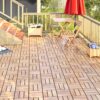 30 Piece Interlocking Deck Tiles Checker Pattern, Square Acacia Hardwood Outdoor Flooring For Patio, Bancony, Pool Side - Yellow - Image 20