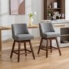 Counter Height Swivel Barstools, 26'' H Seat Height Upholstered Bar Stools (Set of 2), Fabric - Gray - Image 13