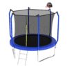 10' Trampoline With Basketball Hoop, Astm Approved Reinforced Type Outdoor Trampoline With Enclosure Net - Blue - Image 5
