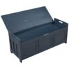 Storage Bench With 3 Shutter-Shaped Doors, Shoe Bench With Removable Cushion And Hidden Storage Space - Antique Navy - Image 11