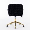 Office Chair, Artificial Rabbit Hair Home Office Chair With Golden Metal Base, Adjustable Desk Chair Swivel Office Chair, Vanity Chair - Black - Image 8