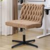 Armless Office Desk Chair No Wheels - Brown - Image 19