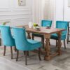 Ultra Side Dining Chair,Thickened Fabric Chairs With Neutrally Toned Solid Wood Legs, Bronze Nail Head (Set of 2) - Blue - Image 16
