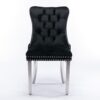 Nikki - Modern, High-End Tufted Solid Wood Contemporary Velvet Upholstered Dining Chair With Chrome Stainless Steel Plating Legs, Nailhead Trim (Set of 2) - Black / Chrome - Image 3