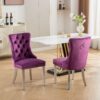 Nikki - Modern, High-End Tufted Solid Wood Contemporary Velvet Upholstered Dining Chair With Chrome Stainless Steel Plating Legs, Nailhead Trim (Set of 2) - Purple / Chrome - Image 13
