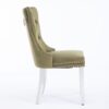 Nikki - Modern, High-End Tufted Solid Wood Contemporary Velvet Upholstered Dining Chair With Chrome Stainless Steel Plating Legs, Nailhead Trim (Set of 2) - Olive Green / Chrome - Image 6