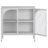Metal Sideboard Cabinet, Accent Storage Cabinet With 2 Glass Doors, Modern Coffee Bar Cabinet With Adjustable Shelves 154 Lbs Capacity For Kitchen, Living Room And Hallway - White - Image 16