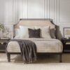 Queen Bed Frame Traditional Upholstered Metal - Tan - Image 5
