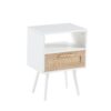 15.75" Rattan End Table With Drawer And Solid Wood Legs, Modern Nightstand, Side Table For Living Room, Bedroom - White - Image 7