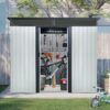 8 Ft X 6 Ft Outdoor Metal Storage Shed With Window And Transparent Plate For Garden, Lawn - White / Black - Image 3